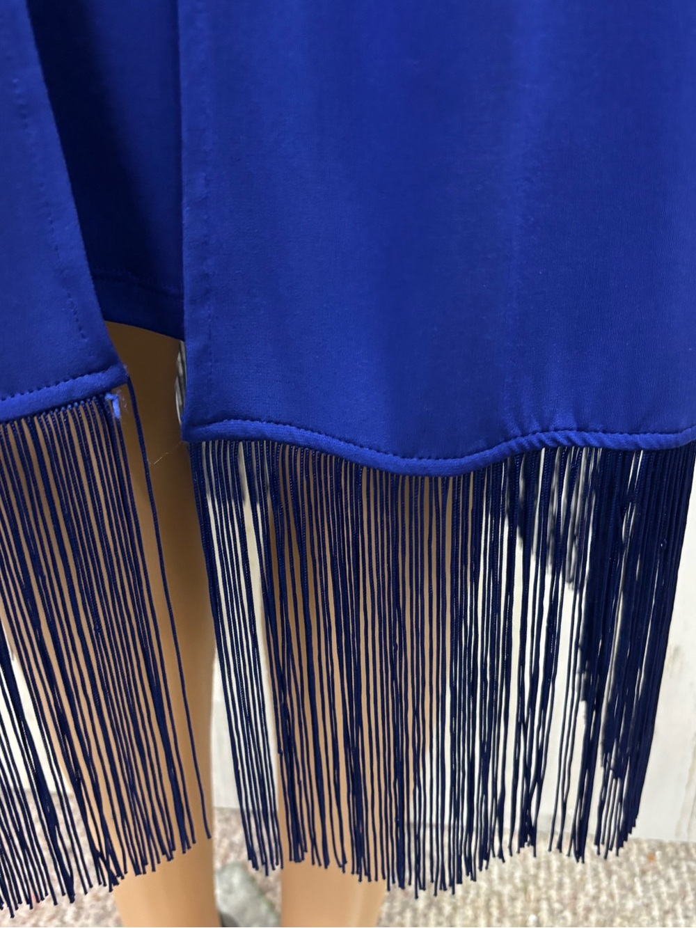 Chico’s Royal Blue Travelers Fringed Hem Halter Dress - Picture 5 of 12